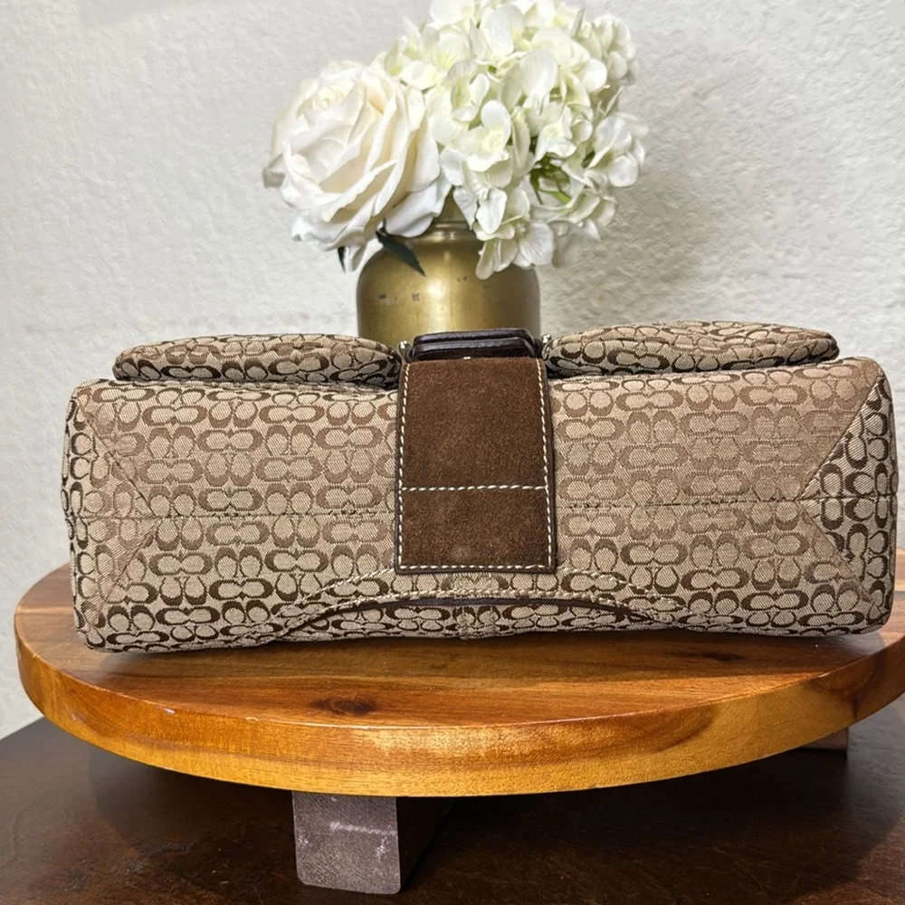 Coach Vintage Beige Brown Monogram Canvas With Brown Suede Soho Shoulder Bag - Picture 11 of 15